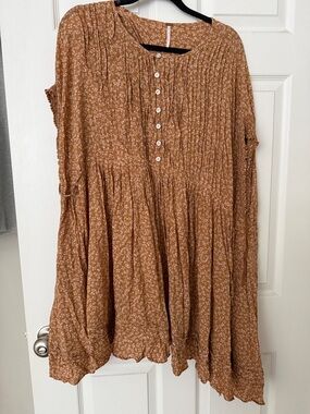 Free People Rust Brown Floral Mini Dress